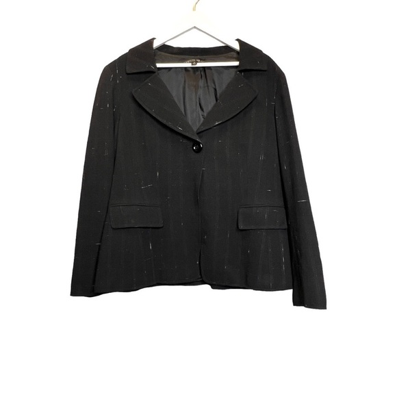 Lafayette 148 | Black Virgin Wool/Silk Blend One Button Blazer Sz 16 - Picture 1 of 5